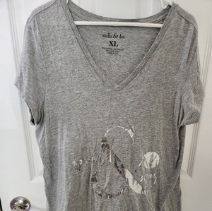Stella & Dot Gray Tee T-shirt XL silver sparkle logo
